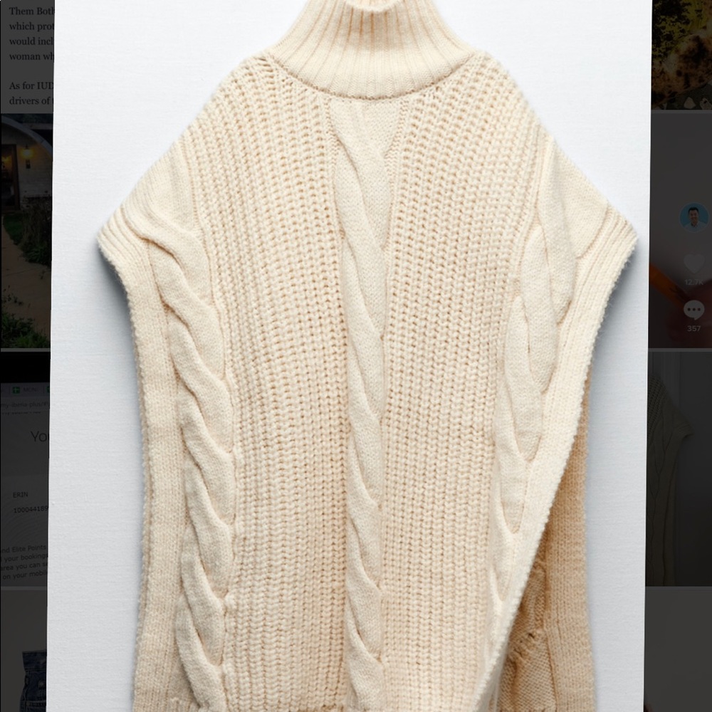 Zara cableknit sweater poncho